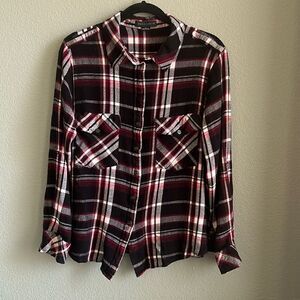 Revolve Sanctuary Boyfriend Plaid Roll Sleeve Flannel